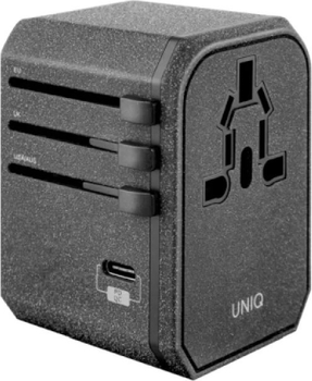Ładowarka sieciowa UNIQ Voyage World Adapter 33 W 2 USB PD 18W QC 3.0 Grey (8886463664483)