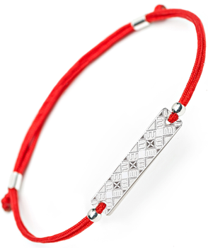 Срібний браслет Family Tree Jewelry Line Пластинка «Орнамент Рослинний» червоний регульований