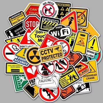Набор наклеек Warning 50 шт, стикеры самоклеющиеся