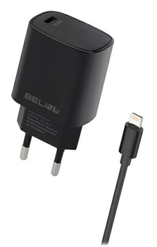 Ładowarka sieciowa Beline 20 W 1 x USB Type-C + kabel lightning PD 3.0 Czarna (5905359813323)