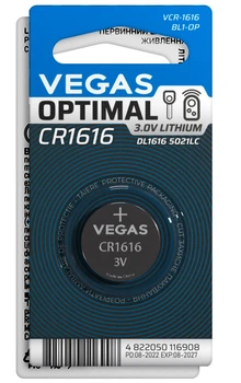 Батарейка VEGAS CR1616 літієва 1шт. Optimal