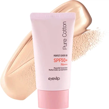 BB-крем для лица Eyenlip Pure Cotton Perfect Cover BB Cream #21 Light Beige с гиалуроновой кислотой 30 мл (8809173345114/8809555253402)