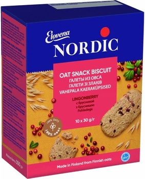 Галеты из овса с брусникой Nordic 300 г (10шт.*30г)