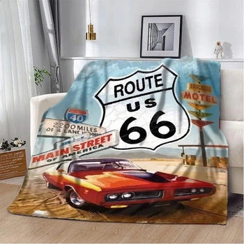 Плед 3D плюшевый на подарок Route US 66 160х200 см (FD-10626)