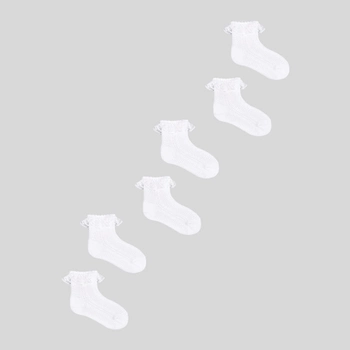 Zestaw skarpetek dla dzieci YOCLUB 3Pack Girl's Socks With Frill SKL-0009G-0100 3-6 3 pary White (5904921620789)