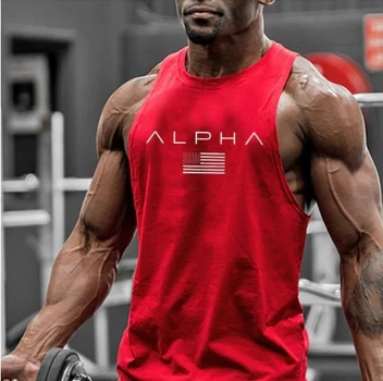 Темно-червона майка з написом ALPHA 4072 XL Червоний