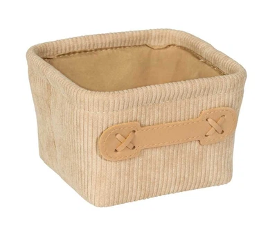 Кошик для ванної кімнати Wenko Anela,14 x 9 x 14 см, поліестер, штучна шкіра, бежевий