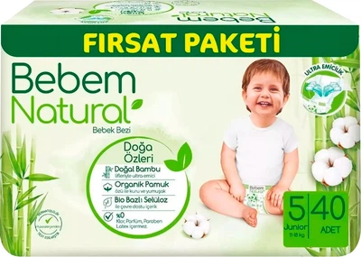 Подгузники Bebem Natural 5 Junior 11-18 кг 40 шт (8690536831975)