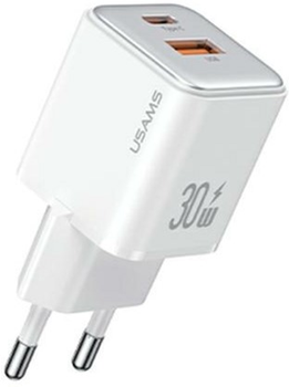Мережевий зарядний пристрій Usams US-CC189 X-ron USB+USB-C 30W Fast Charging White (6958444904962)