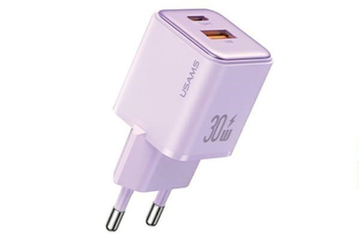Мережевий зарядний пристрій Usams US-CC189 X-ron USB+USB-C 30W Fast Charging Purple (6958444904979)