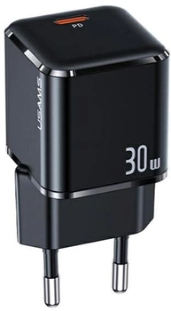 Мережевий зарядний пристрій Usams US-CC148 T45 USB-C mini 30W PD 3.0 Fast Charging Black (6958444974897)