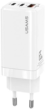 Ładowarka sieciowa Usams US-CC110 T33 2xUSB-C+USB 65W GaN PD Fast Charging biała (6958444922904)