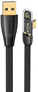 Kabel kątowy Usams Iceflake Series Fast Charging PD USB - USB Type-C 6 A 66 W 1.2 m Czarny (6958444902395)
