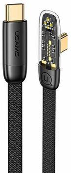 Kabel kątowy Usams Iceflake Series Fast Charging PD USB Type-C - USB Type-C 100 W 2 m Czarny (6958444902432)