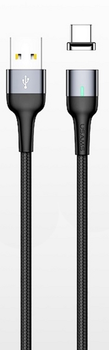 Kabel magnetyczny Usams U28 Fast Charge USB - Lightning 2.4 A 1 m pleciony Stalowy (6958444965949)