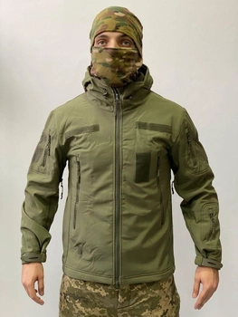Армійська куртка SoftShell водонепроникна, тепла, колір олива, XXL