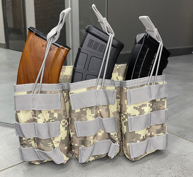 Армейский подсумок на 3 автоматных магазина YAKEDA, сумка на 3 магазина для АК, пиксель Нато