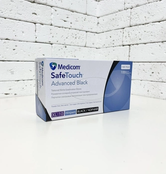 Нітрилові рукавички Medicom SafeTouch Black розмір XL чорні 100 шт