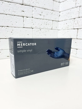 Перчатки виниловые, синие, неопудренные, Mercator Medical Vinylex, размер S, 100 шт