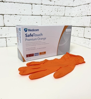 Нитриловые перчатки Medicom SafeTouch Advanced Orange размер S оранжевые 100 шт