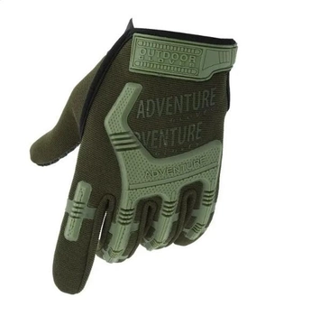Тактичні рукавички Adventure протиковзкі універсальний на липучці Оливковий (2399251) Kali