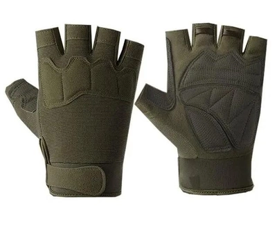 Тактические перчатки без пальцев L на липучке FQTAC039 Зеленый (2399412) Kali