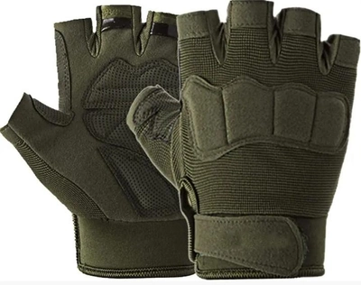 Тактические перчатки без пальцев L на липучке FQTAC039 Зеленый (2399412) Kali