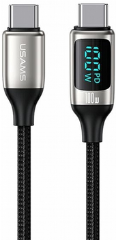 Kabel Usams U78 USB Type-C na USB Type-C LED 100 W Fast Charging 1.2 m Biały (SJ546USB02) (6958444975467)