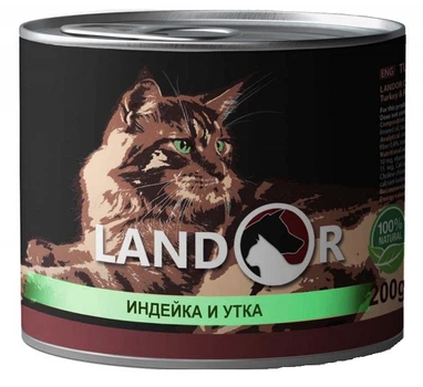 Влажный корм Landor Kitten Turkey & Duck для котят индейка/утка 200 г (арт КВ-1)