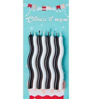Свічки для торта "Fiesta black&white" набір - 8 шт., висота - 8 см