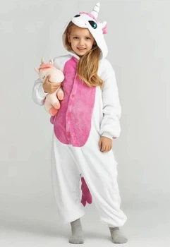 Пижама кигуруми Kigurumi Единорог для девочек Белый с розовым на рост 130-144 см (200841)