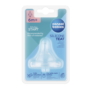 Соска силіконова до пляшечок з широким отвором EasyStart 3-х позиційна 1 шт Canpol Babies (5903407217246)