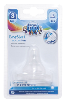Соска силіконова до пляшечок з широким отвором EasyStart швидка 1 шт Canpol Babies (5903407217222)
