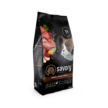 Корм для кошек с чувствительным пищеварением Savory Gourmand Fresh Lamb & Turkey 2 кг, с ягненком и индейкой