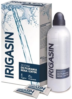 Набір для промивання носа і пазух Aflofarm Irigasin іригатор + 12 пакетиків (5906071005232)