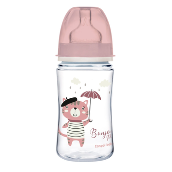 Пляшка антиколікова з широким отвором 240 мл PP Easystart Bonjour Paris Canpol babies Рожева (5901691844384)