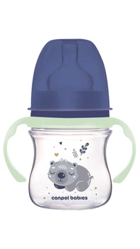 Бутылка антиколиковая с широким отверстием 120 мл Easystart Sleepy Koala Canpol babies Голубая (5901691881648)