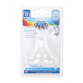 Соска силіконова до пляшечок з вузьким отвором EasyStart Міні 1 шт Canpol Babies (5903407183145)