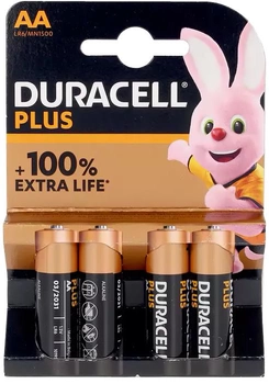 Лужні батарейки Duracell Plus Power AA LR6 Pilas Pack 4 шт. (5000394140851)