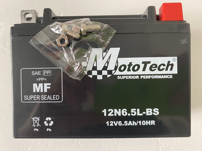 Аккумулятор MOTOTECH 12N6.5L-BS MF 12V, 6,5 А/ч, 137х65х100 мм (Ytx6.5L-BS, MG6.5L)