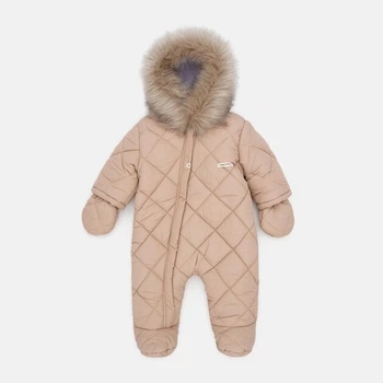 Сплошной детский комбинезон зимний для новорожденных MagBaby Pooh 68 см Бежевый