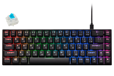 Клавиатура игровая 2E Gaming KG370 RGB 68key Gateron Blue Switch USB Black Ukr
