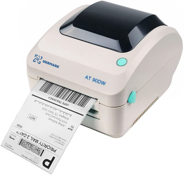 Настольный принтер этикеток, QR и штрих-кодов UKRMARK AT90DW USB+RJ45, принтер прямого термопереноса