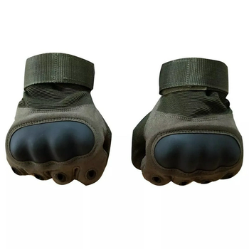 Плотные сенсорные перчатки с антискользкими вставками и защитными накладками олива размер M