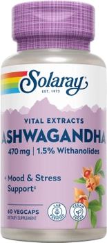 Натуральна харчова добавка Solaray Ashwagandha 470 мг 60 капсул (0076280850703)