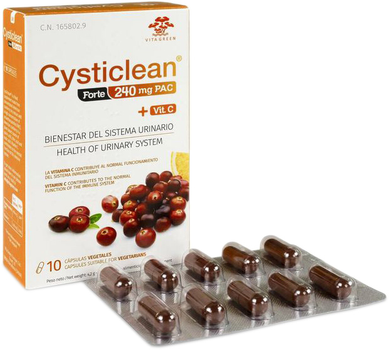 Натуральна харчова добавка Cysticlean Forte 240 мг 10 капсул (8436031120202)