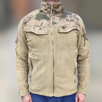 Армейская Кофта флисовая WOLFTRAP, теплая, размер XL, цвет Койот, Камуфляжные вставки на рукава, плечи, карманы