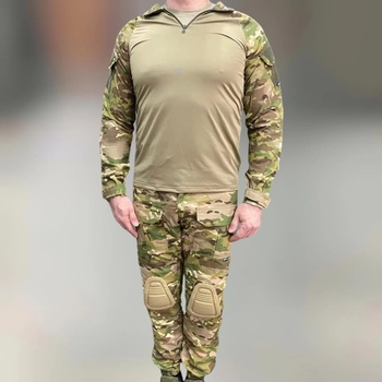 Військова форма Attack (убакс + штани), бавовна-ріпстоп, Мультикам, розмір M, з наколінниками та налокітниками