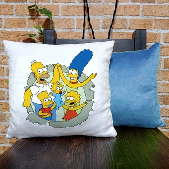 Подушка плюшева квадратна 32х32см з принтом Сімпсони The Simpsons