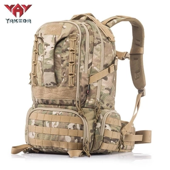 Рюкзак тактический военный с карманом для шлема, каски и съемным Рпс поясом YAKEDA 55L Multicam KYF050